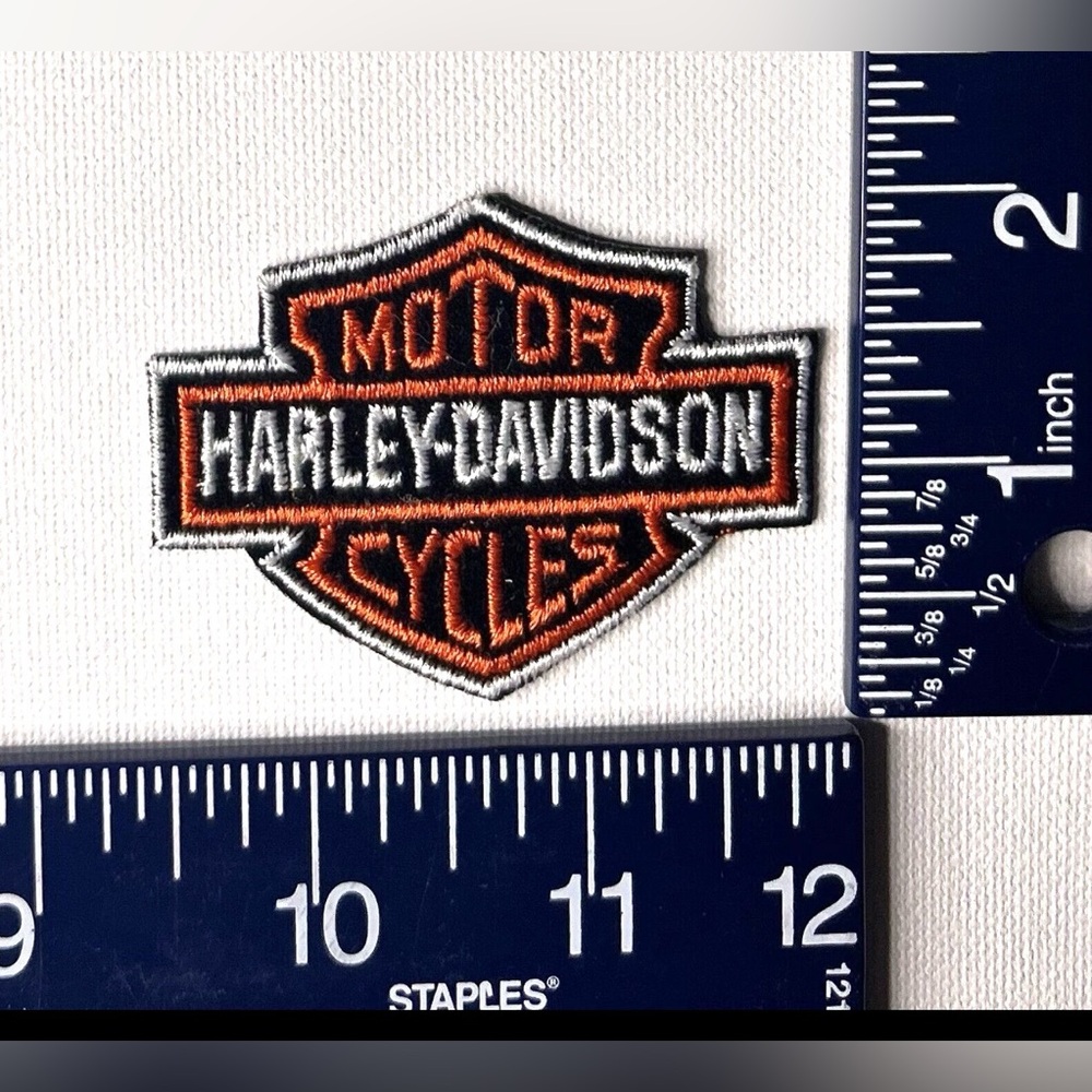 Authentic Vintage Harley-Davidson Patch Emblem Orange Bar & Shield small